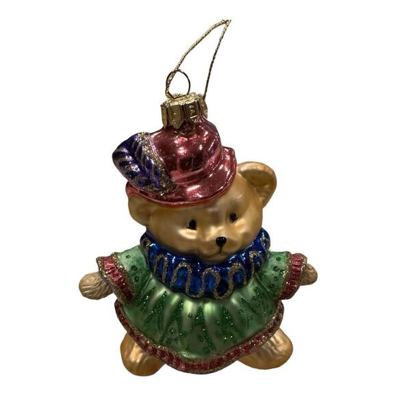 Fitz and Floyd Christmas Court Boy Bear" Glass Ornament In Box - Picture 4 of 14